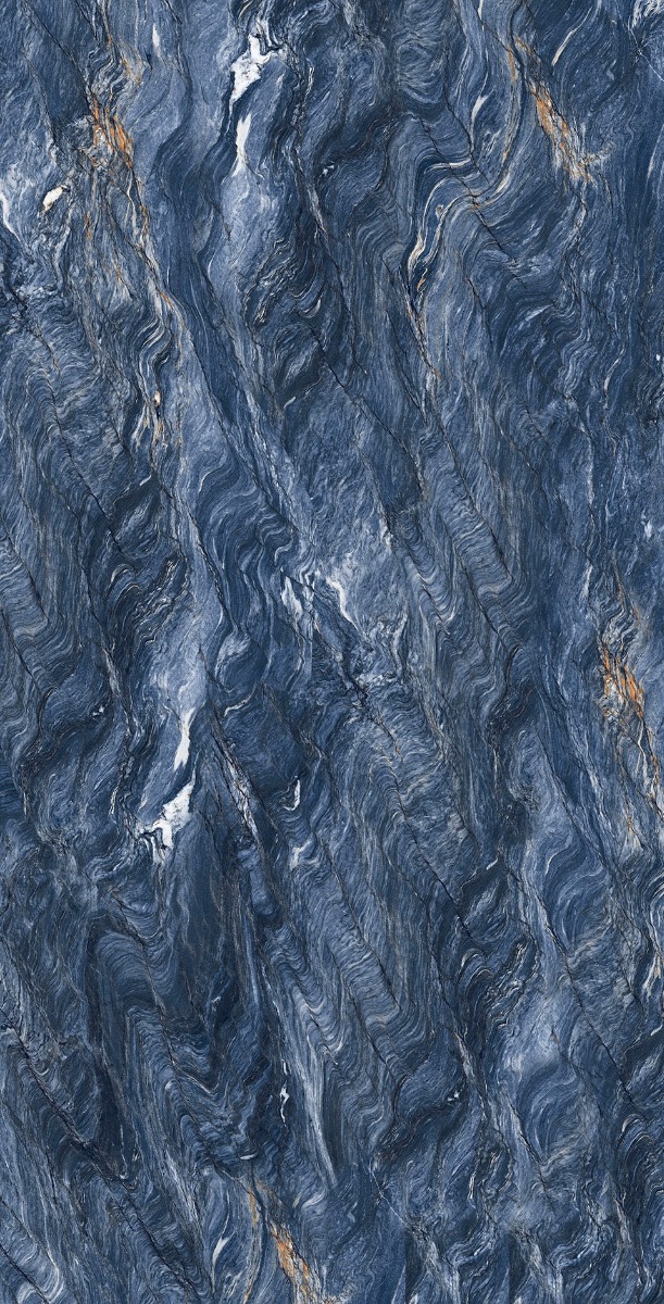 Super Glossy Finish DR Super Gloss Cipollino Blue Glazed Vitrified Tiles 600x1200 mm