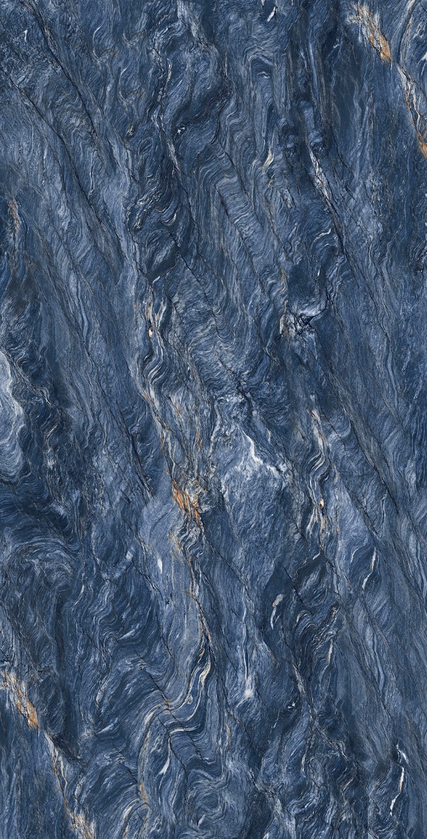 Super Glossy Finish DR Super Gloss Cipollino Blue Glazed Vitrified Tiles 600x1200 mm