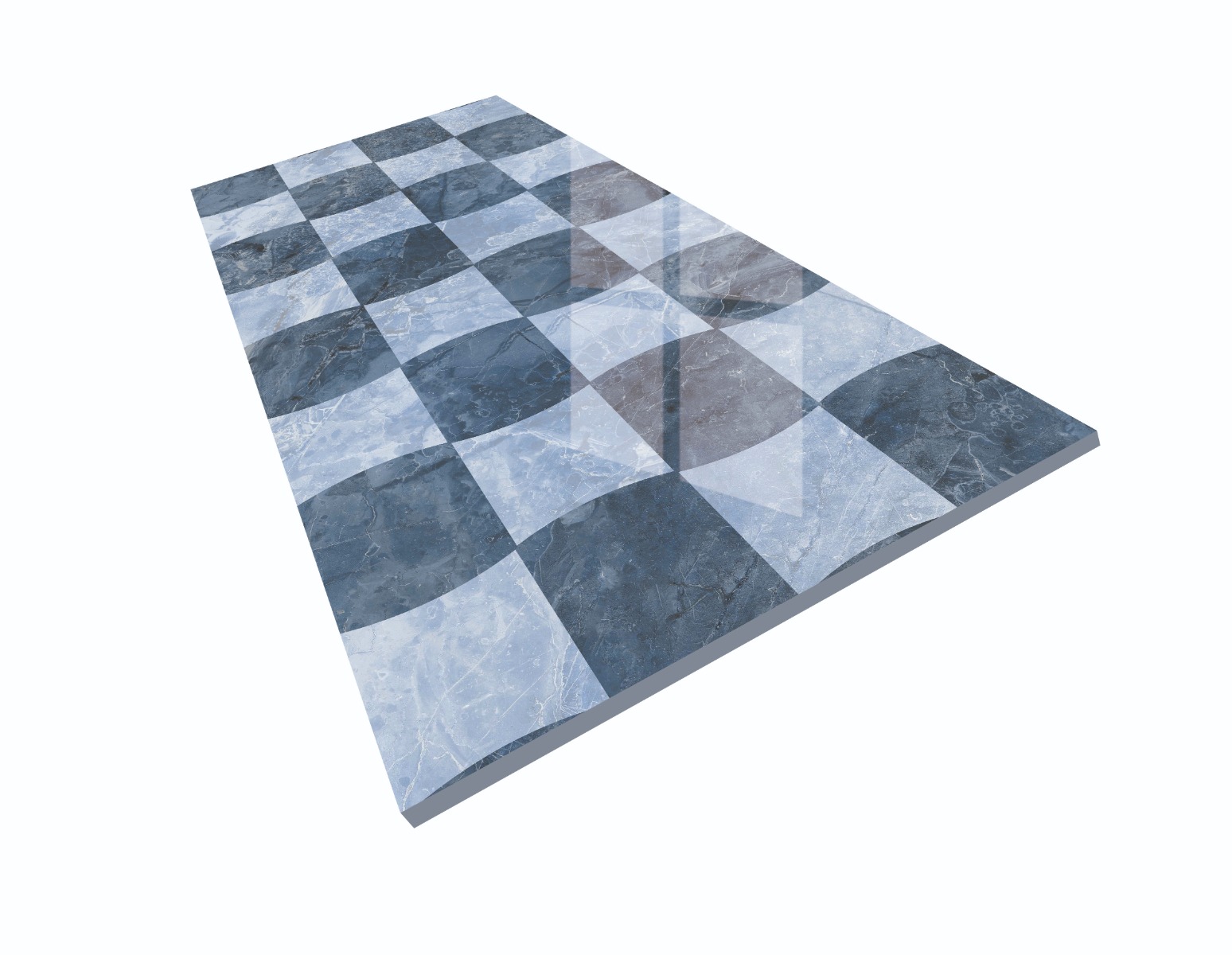 Super Glossy Finish DR Super Gloss Decor Mosaic Blue Stone Glazed Vitrified Tiles 600x1200 mm