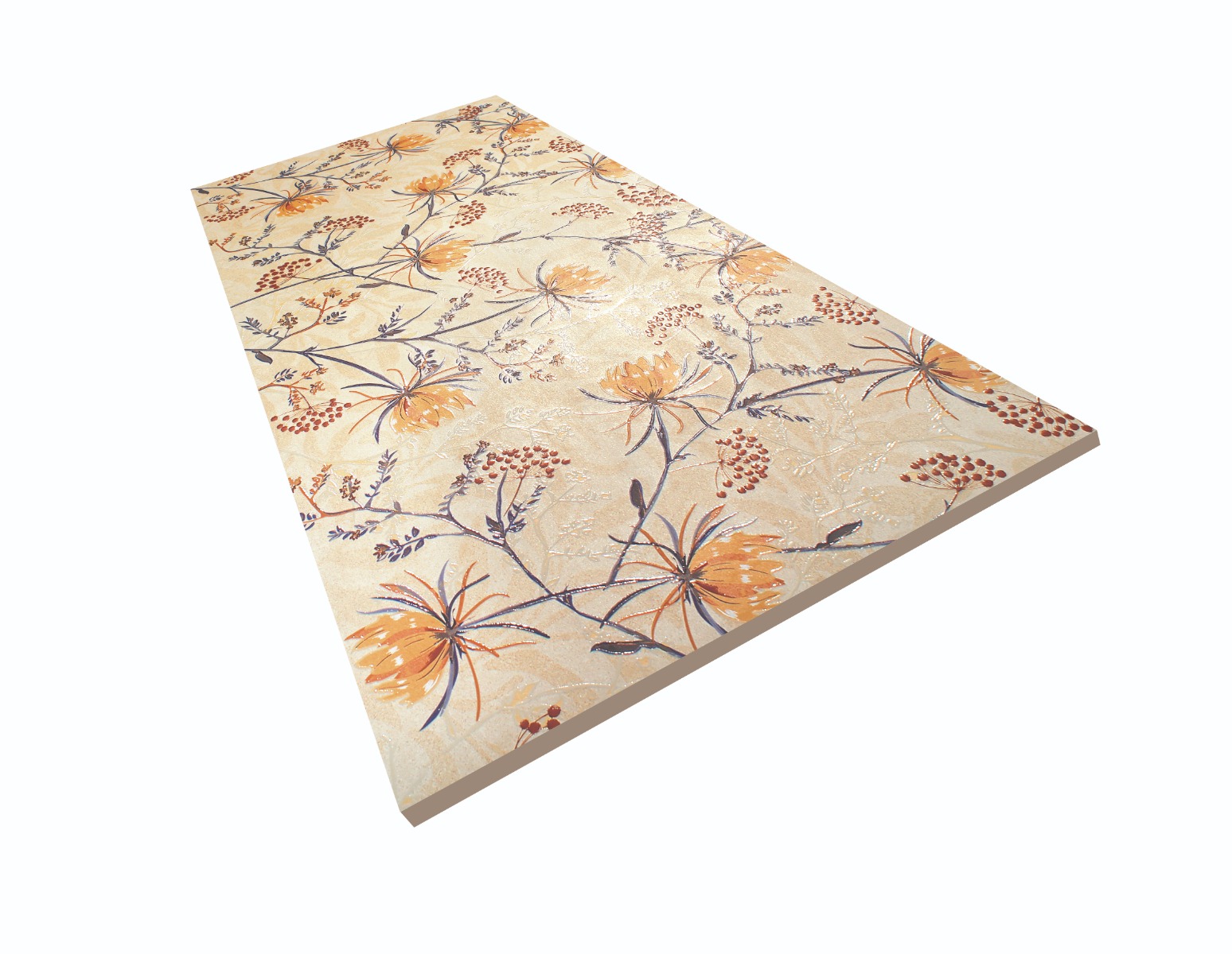 Matte Finish Emboss Gloss Aster Flower Art Glazed Vitrified Tiles 600x1200 mm