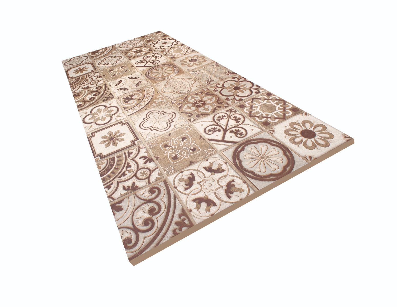 Matte Finish Emboss Gloss Moroccan Art Brown Glazed Vitrified Tiles 600x1200 mm