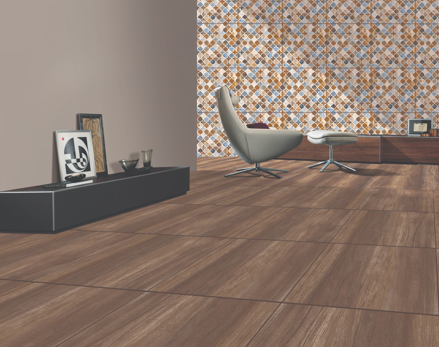 Matte Finish GFT BDF Antique Wood Brown DK Ceramic tile 600x600 mm