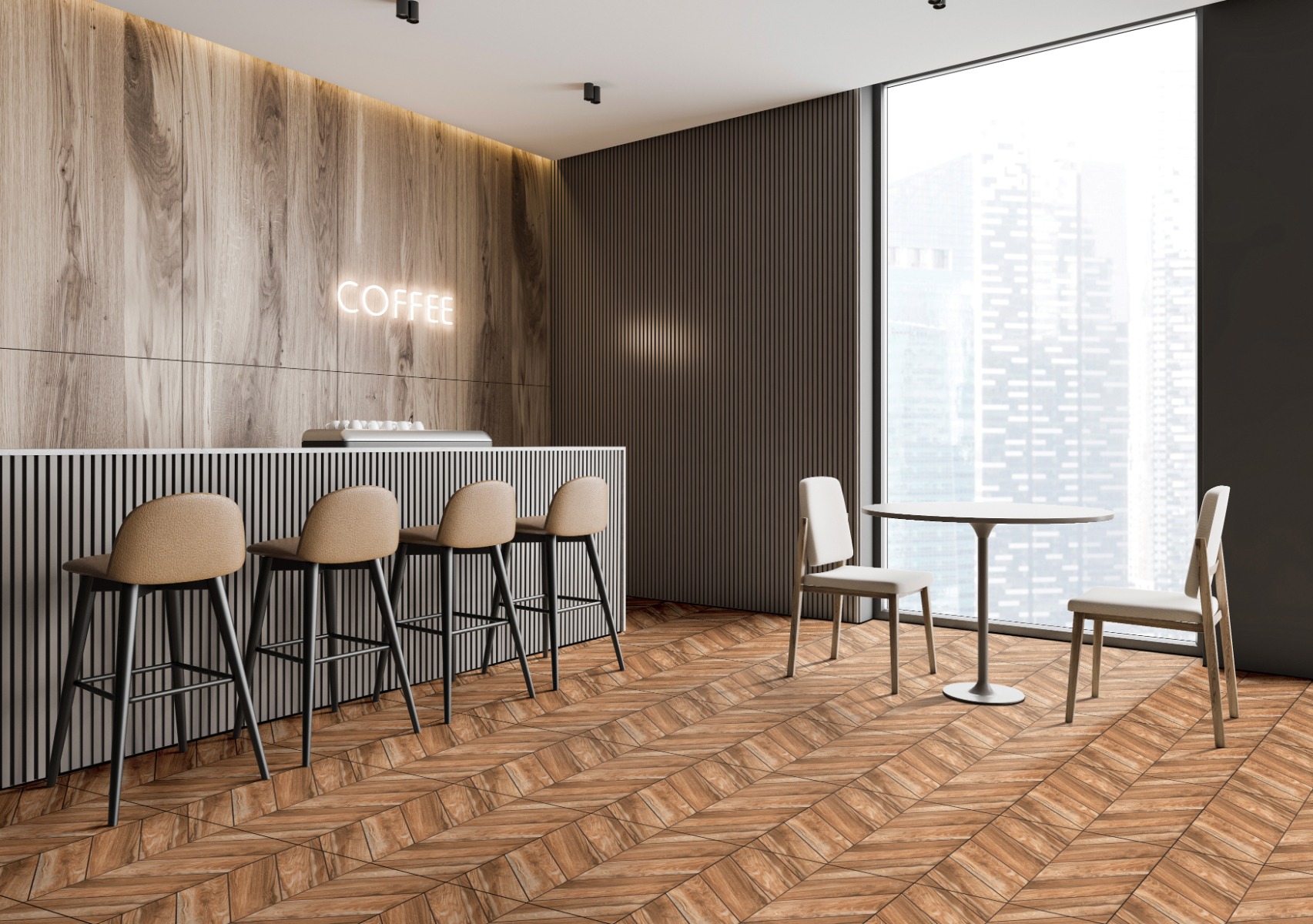 Matte Finish GFT BDF Arrow Bass Wood FT Ceramic tile 600x600 mm