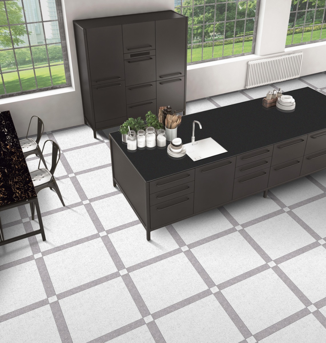 Matte Finish GFT BHF Maksi Dot Grey Ceramic tile 600x600 mm
