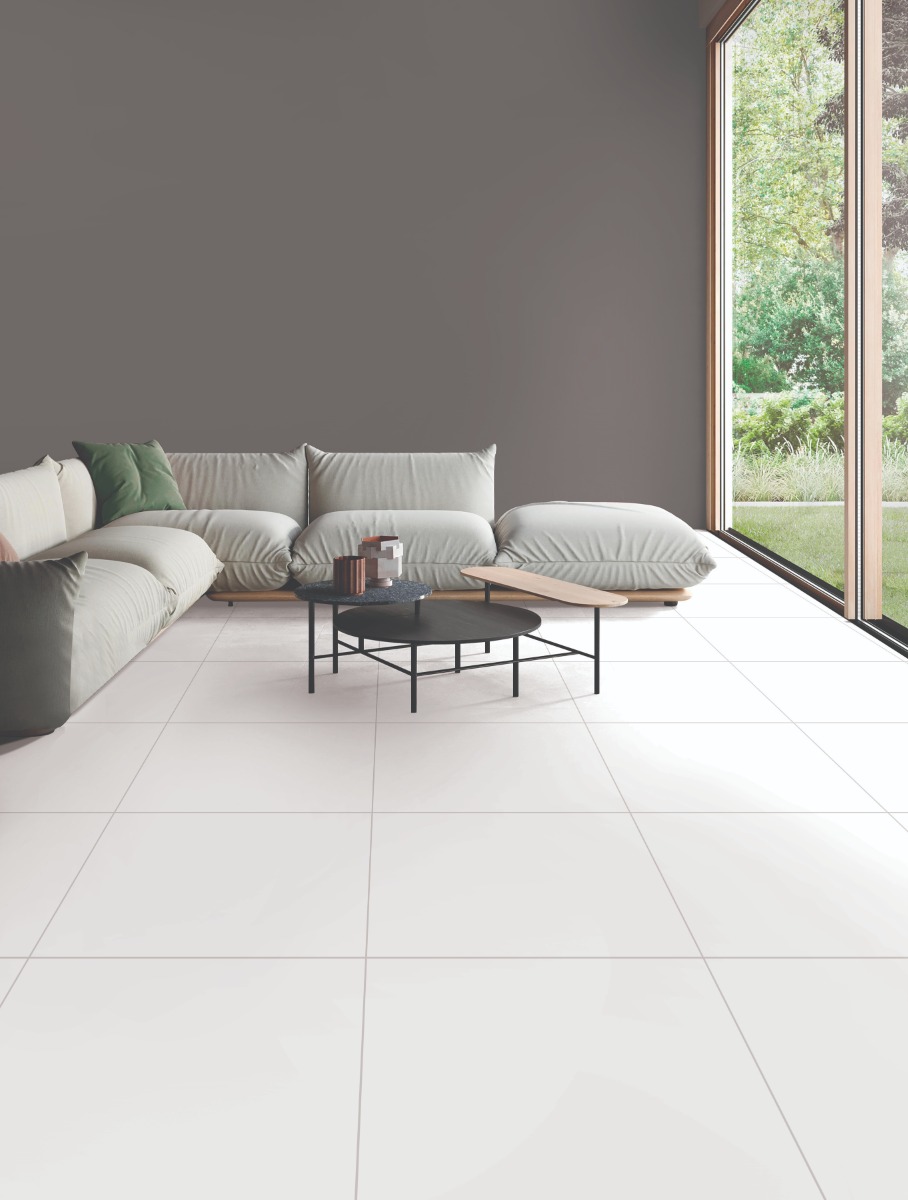 Matte Finish GFT BHF Plain White Ceramic tile 600x600 mm