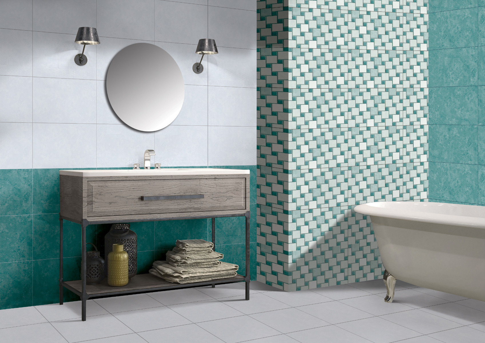 Glossy Finish GFT SPB Ocean Aqua Dk Ceramic tile 300x450 mm