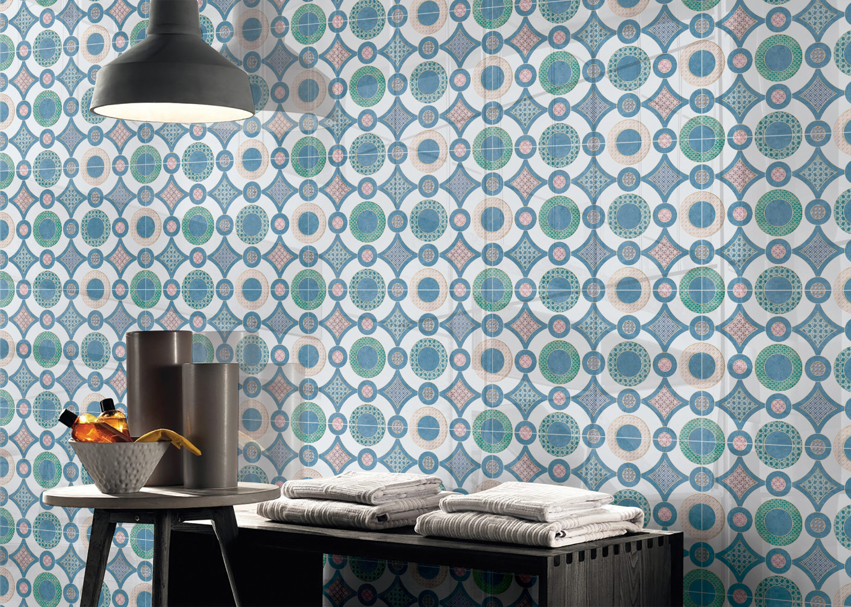 Glossy Finish GFT SPH Geometric Floral HL Ceramic tile 300x450 mm