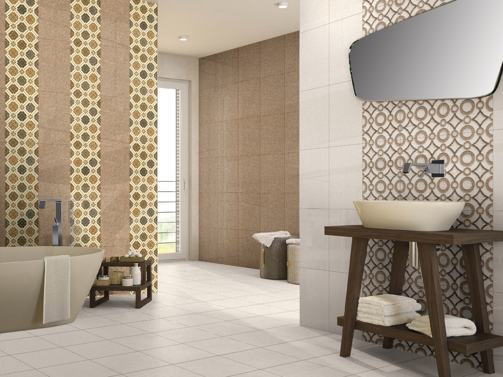 Glossy Finish GFT SPB Sand Crema Ceramic tile 300x450 mm