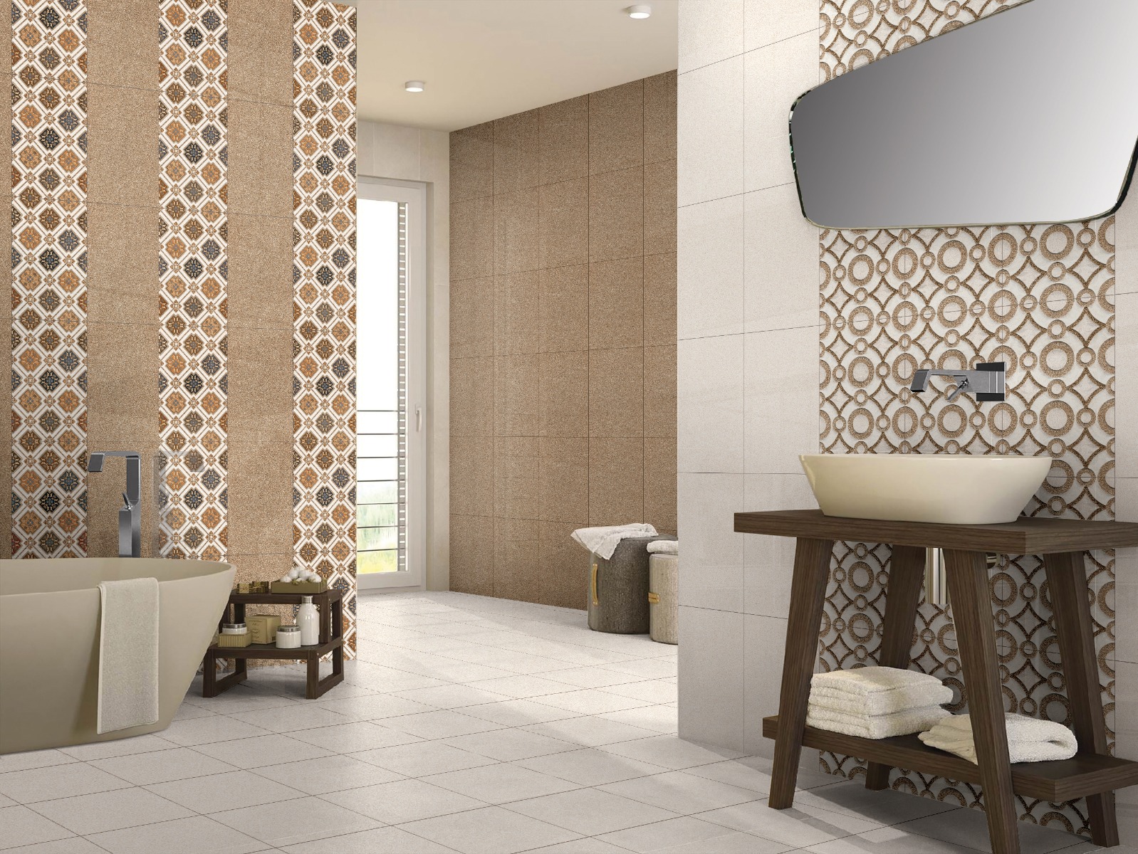 Glossy Finish GFT SPH Geometric Sandune HL Ceramic tile 300x450 mm