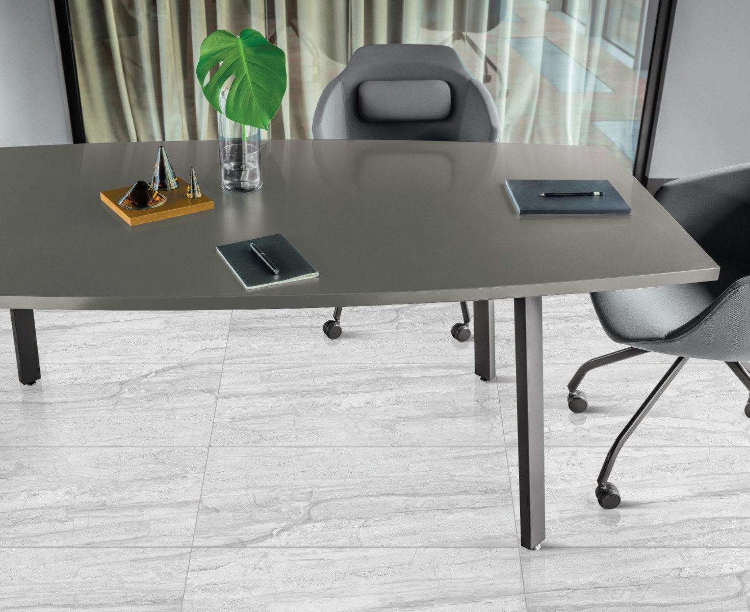 Glossy Finish Granalt Grey Glazed Vitrified Tiles 800x2400 mm