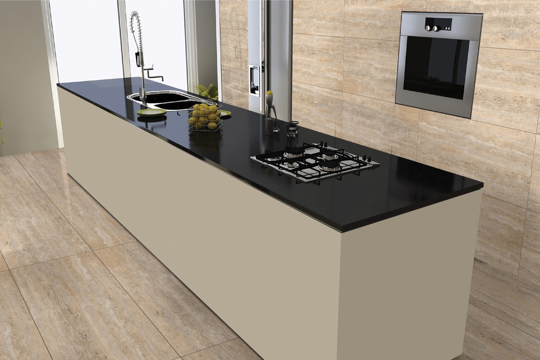 Glossy Finish Granalt Royal Black Glazed Vitrified Tiles 800x2400 mm