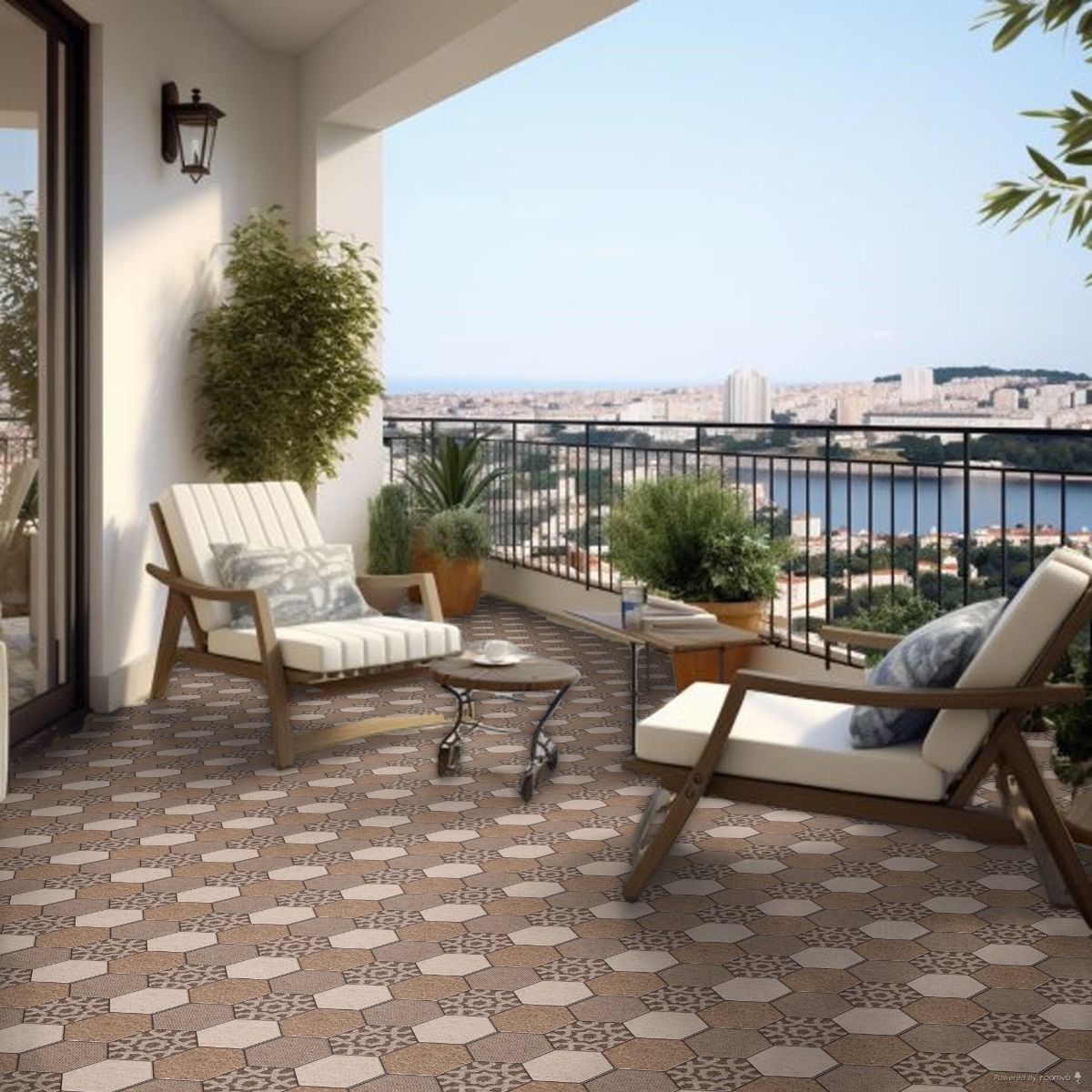Matte Finish Hexa Caramel Pavers tile 300x300 mm