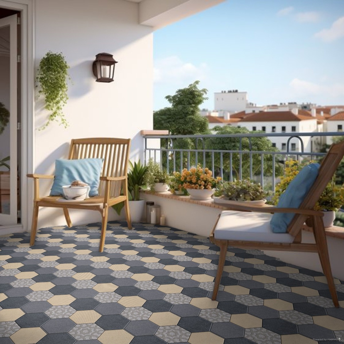 Matte Finish Hexa Nero Pavers tile 300x300 mm