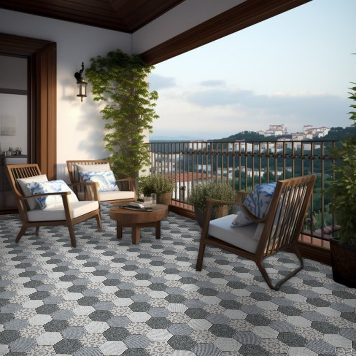 Matte Finish Hexa Shadow Pavers tile 300x300 mm