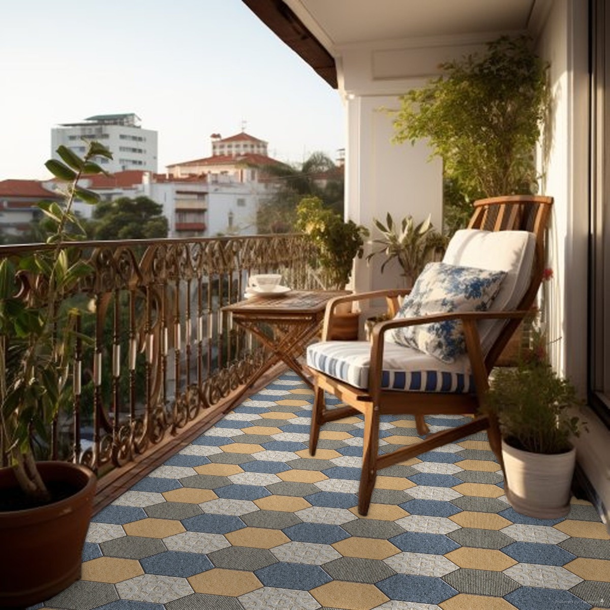 Matte Finish Hexa Sky Pavers tile 300x300 mm