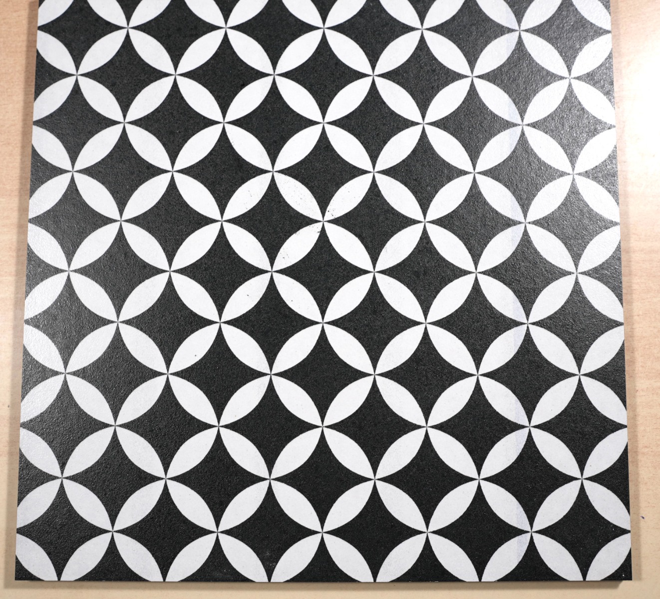 Matte Finish HP Petal Black & White Digital Paver tile 300x300 mm