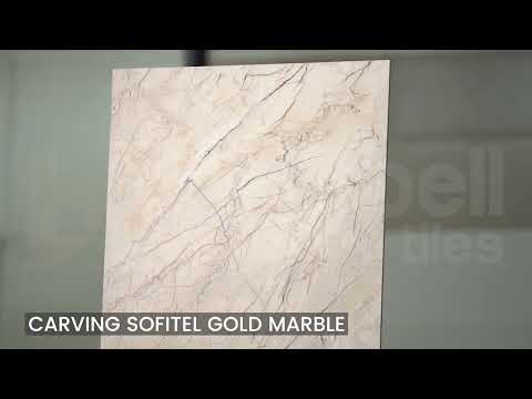 Matte Finish Carving Sofitel Gold Marble Glazed Vitrified Tiles 600x1200 mm