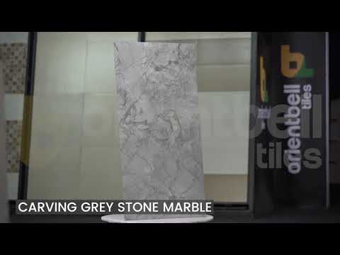 Matte Finish Carving Grey Stone Marble Glazed Vitrified Tiles 600x1200 mm