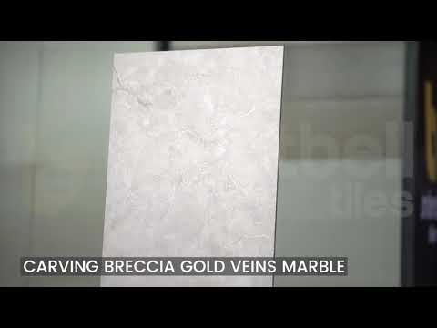 Matte Finish Carving Breccia Gold Veins Marble Glazed Vitrified Tiles 600x1200 mm