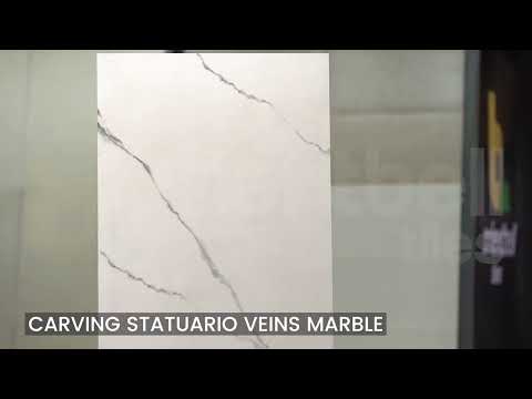 Matte Finish Carving Statuario Veins Marble Glazed Vitrified Tiles 600x1200 mm