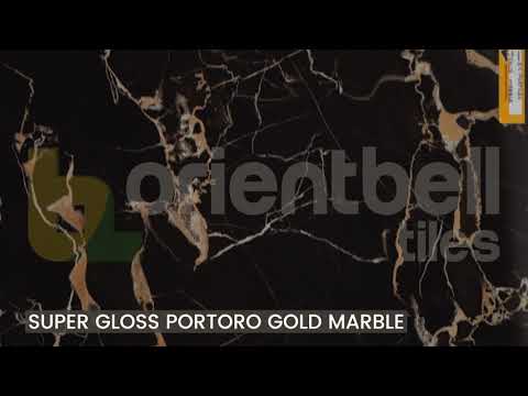 Glossy Finish  Super Gloss Portoro Gold Marble Vitrified tile 600x1200 mm