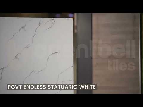 Glossy Finish PGVT Endless Statuario White Glazed Vitrified Tiles 600x1200 mm