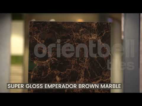 Super Glossy Finish Super Gloss Emperador Brown Marble Glazed Vitrified Tiles 600x1200 mm