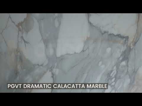 Glossy Finish PGVT Dramatic Calacatta Marble Glazed Vitrified Tiles 600x1200 mm