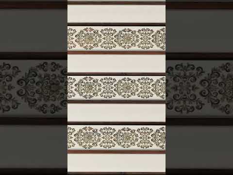 Glossy Finish OHG Walnut Strip Floral HL Ceramic tile 300x450 mm