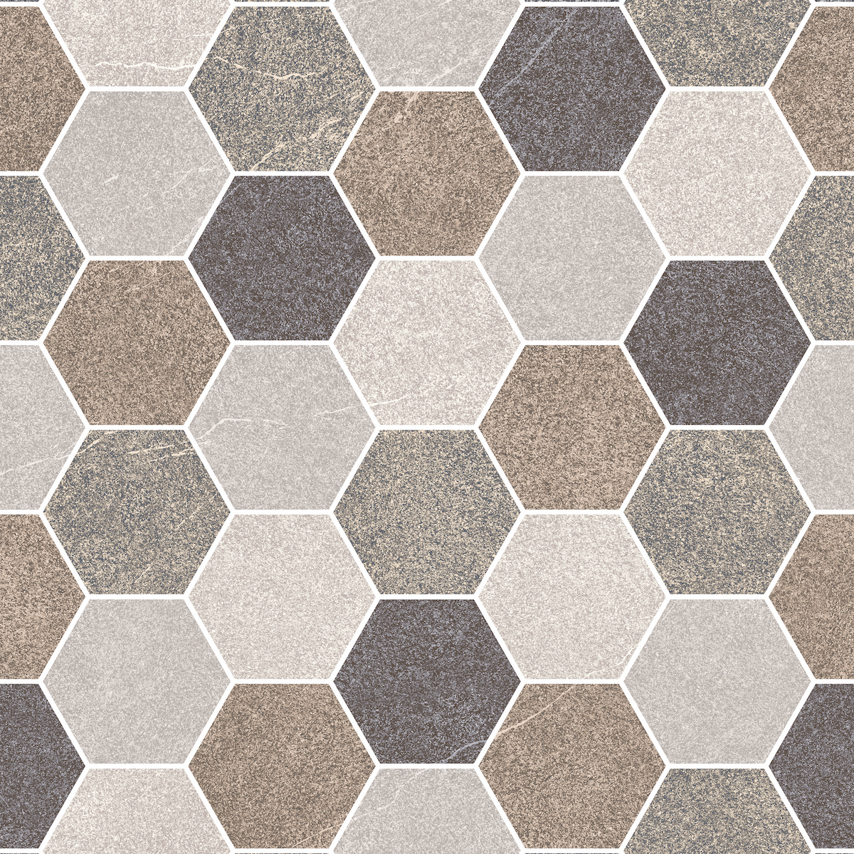 HRP Stone Hexagon Brown Multi 