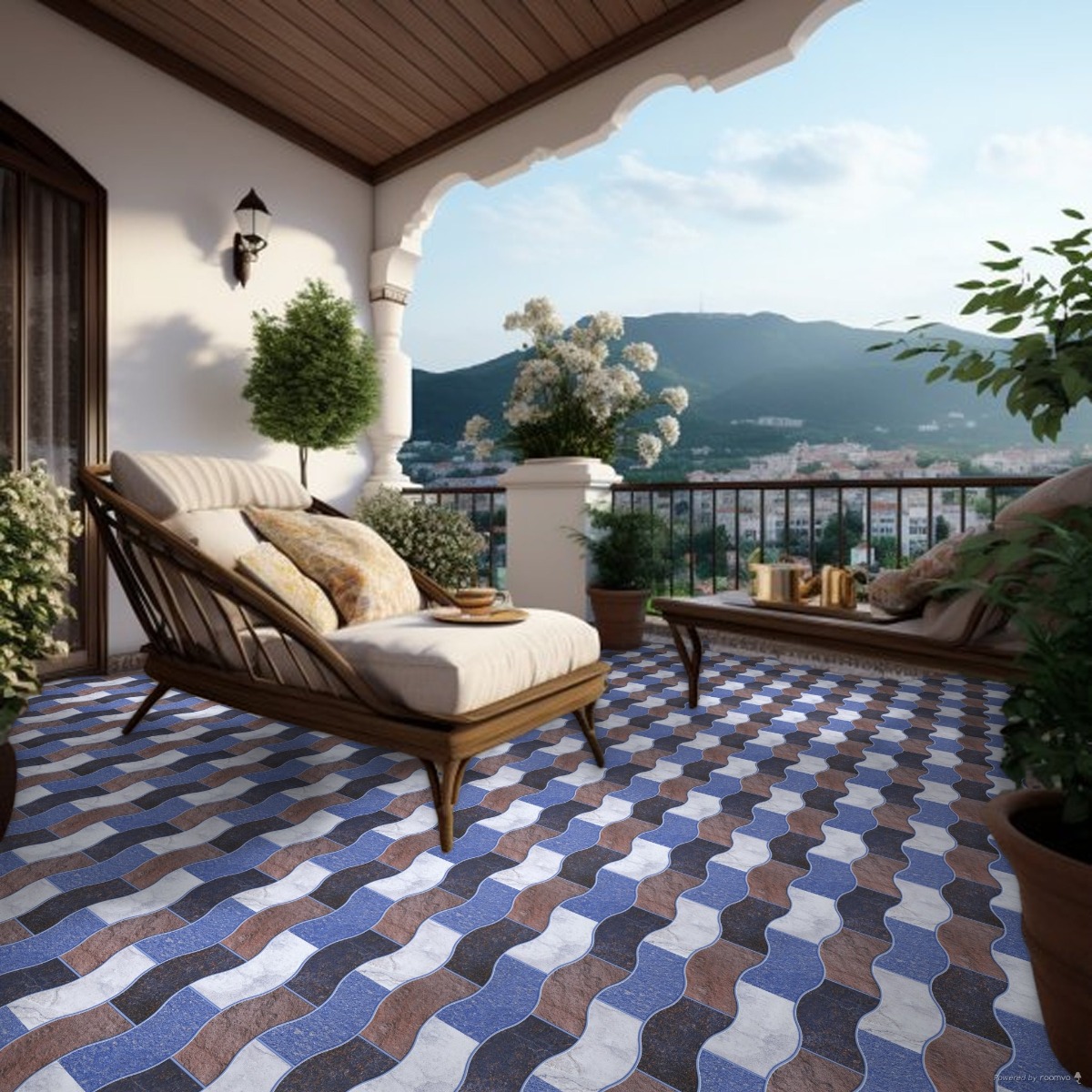 Matte Finish HRP Wavelock Multi  Ceramic tile 400x400 mm