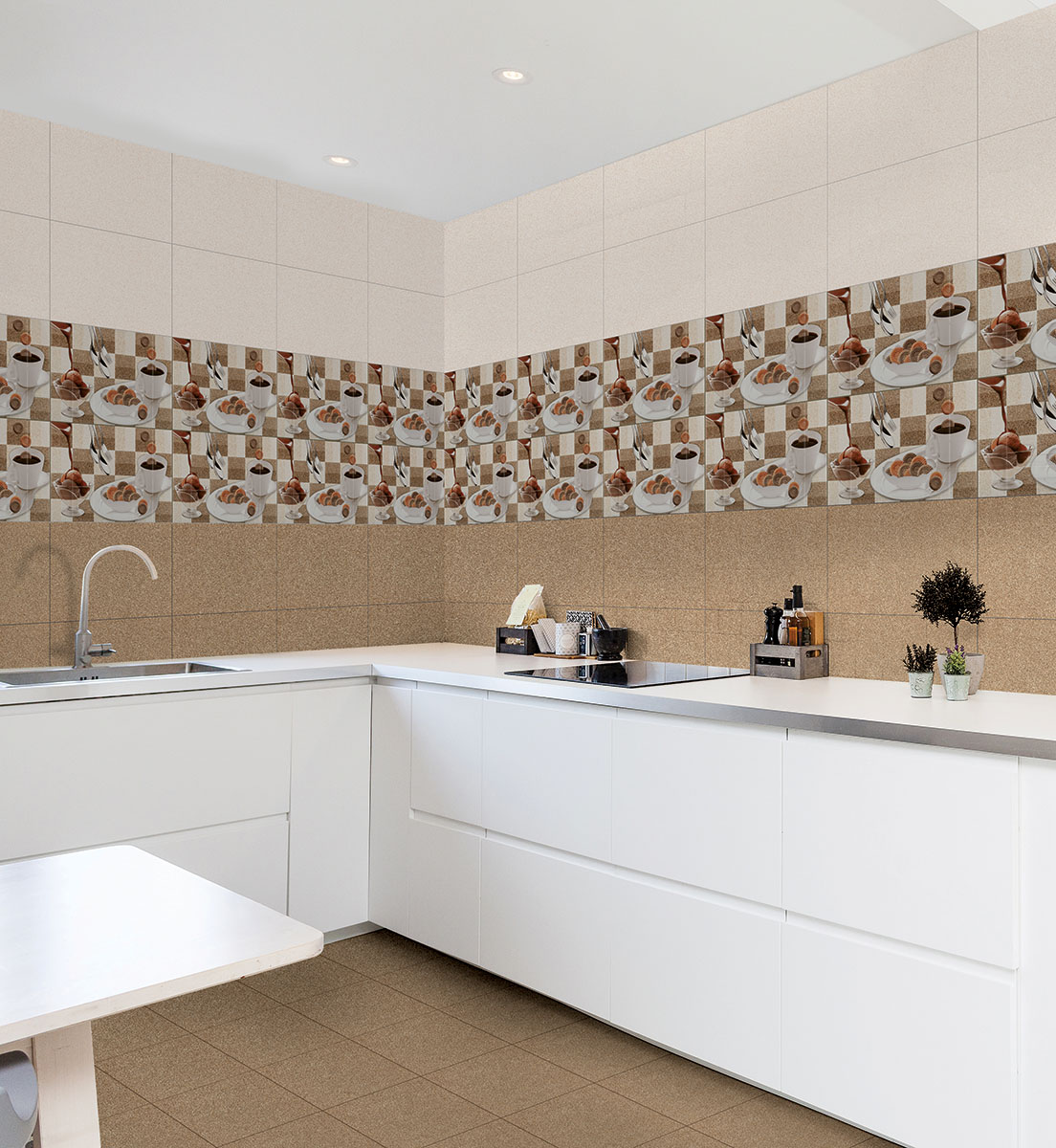 Glossy Finish HWH Kitchen Sandune HL Ceramic tile 250x375 mm