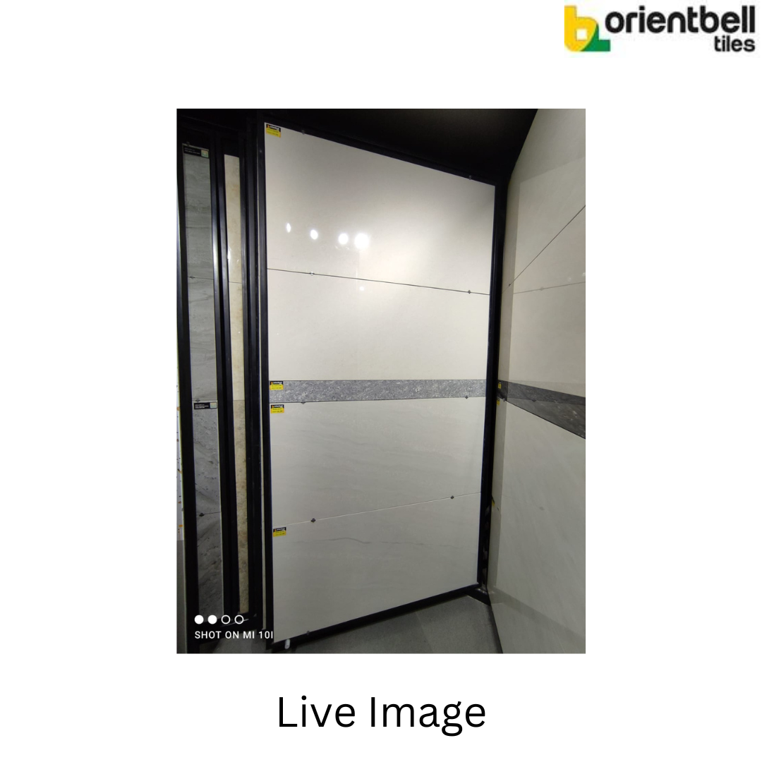 Glossy Finish River White Vitrified tile 600x1200 mm