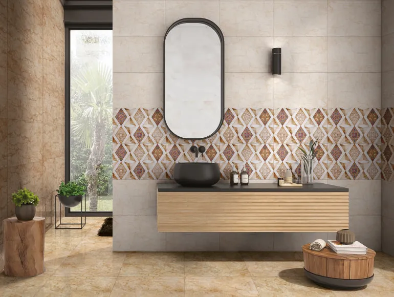 Glossy Finish ODG Accent Beige Ceramic tile 300x450 mm