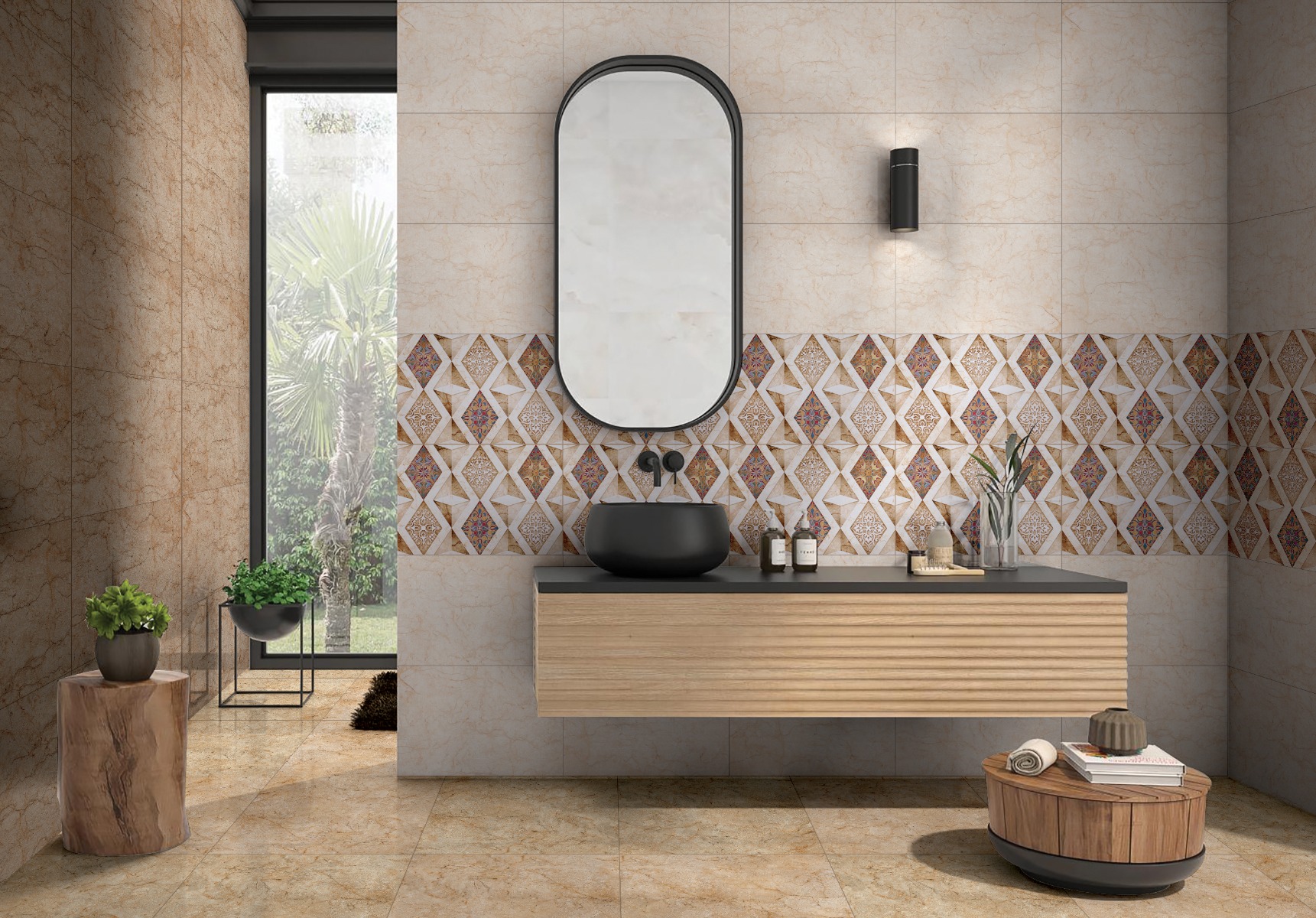 Glossy Finish ODH Accent Diamond Art HL  Ceramic tile 300x450 mm
