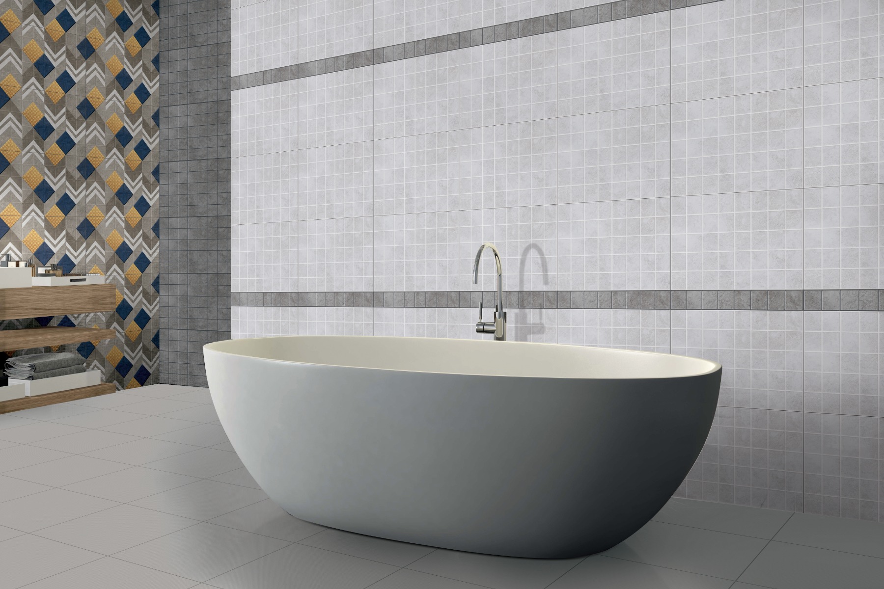 Glossy Finish ODG Agota Mosaic Grey Light Ceramic tile 300x450 mm