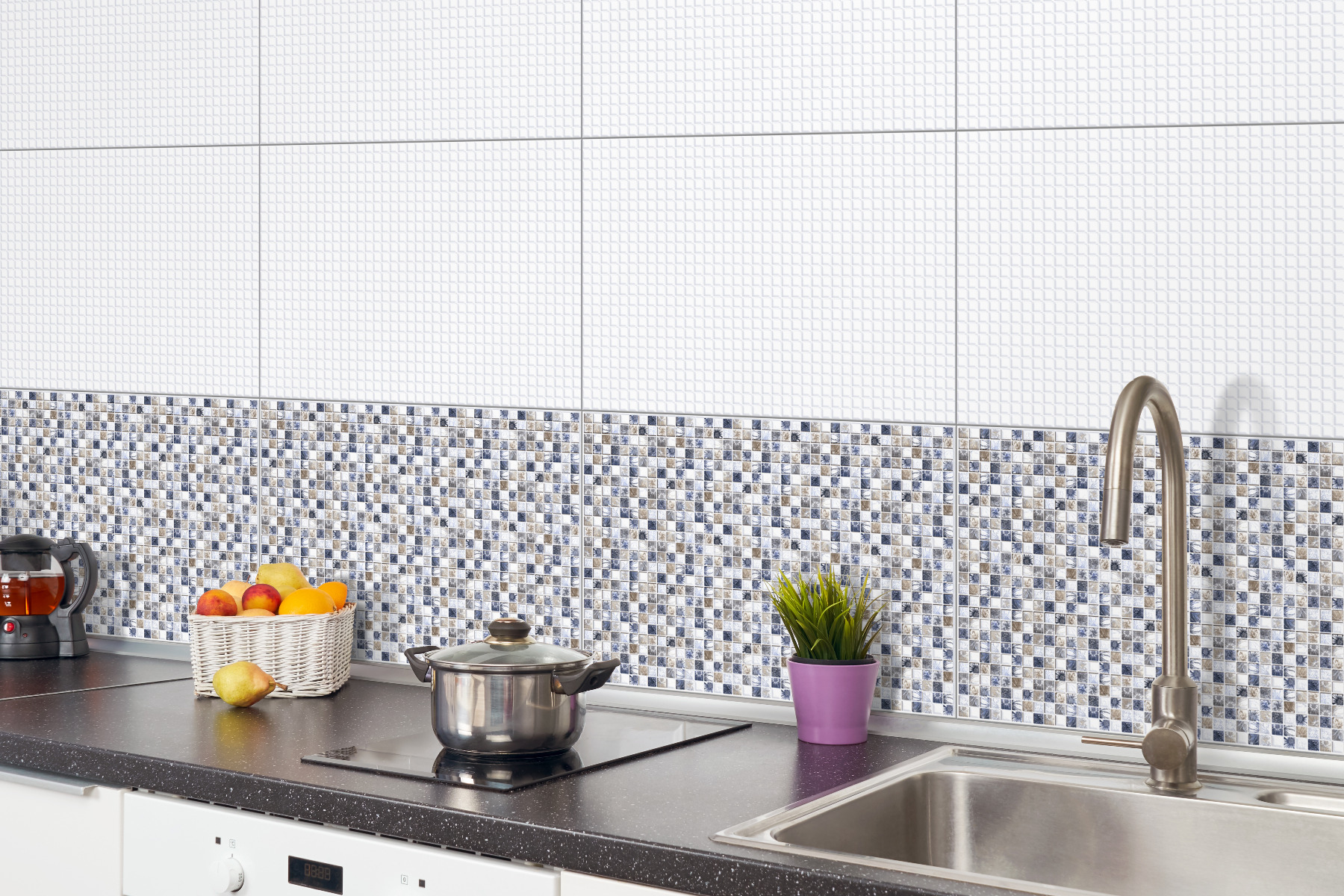 Glossy Finish ODG Aliza Mosaic Bianco Ceramic tile 300x450 mm
