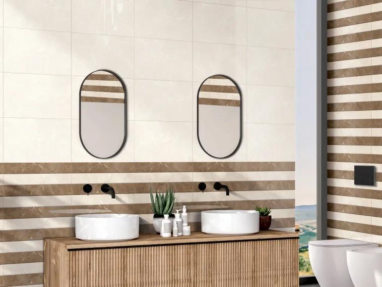 Glossy Finish ODG Armani Marble Crema Ceramic tile 300x450 mm