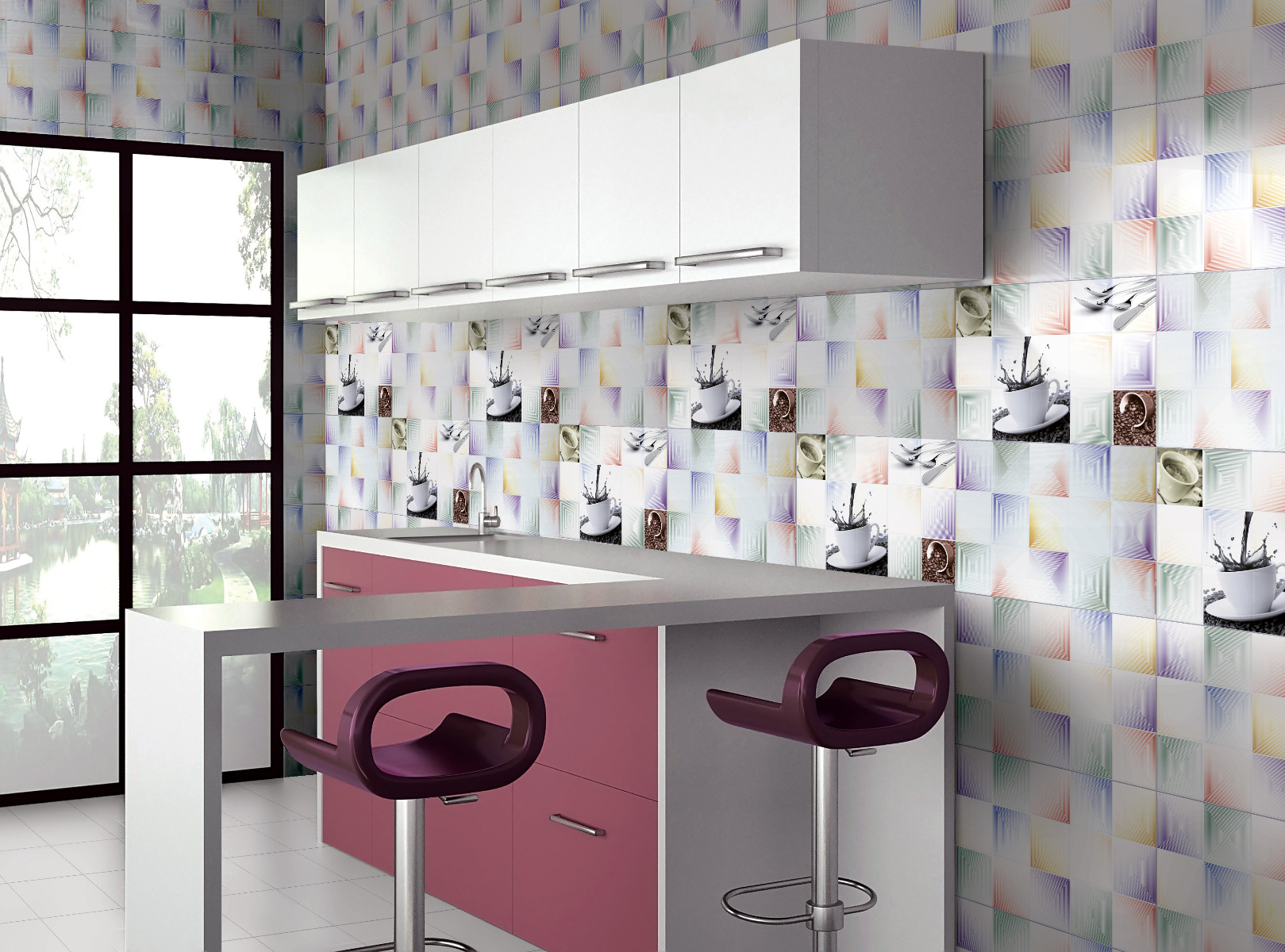 Glossy Finish ODH Cibo Color Cup HL Ceramic tile 300x450 mm