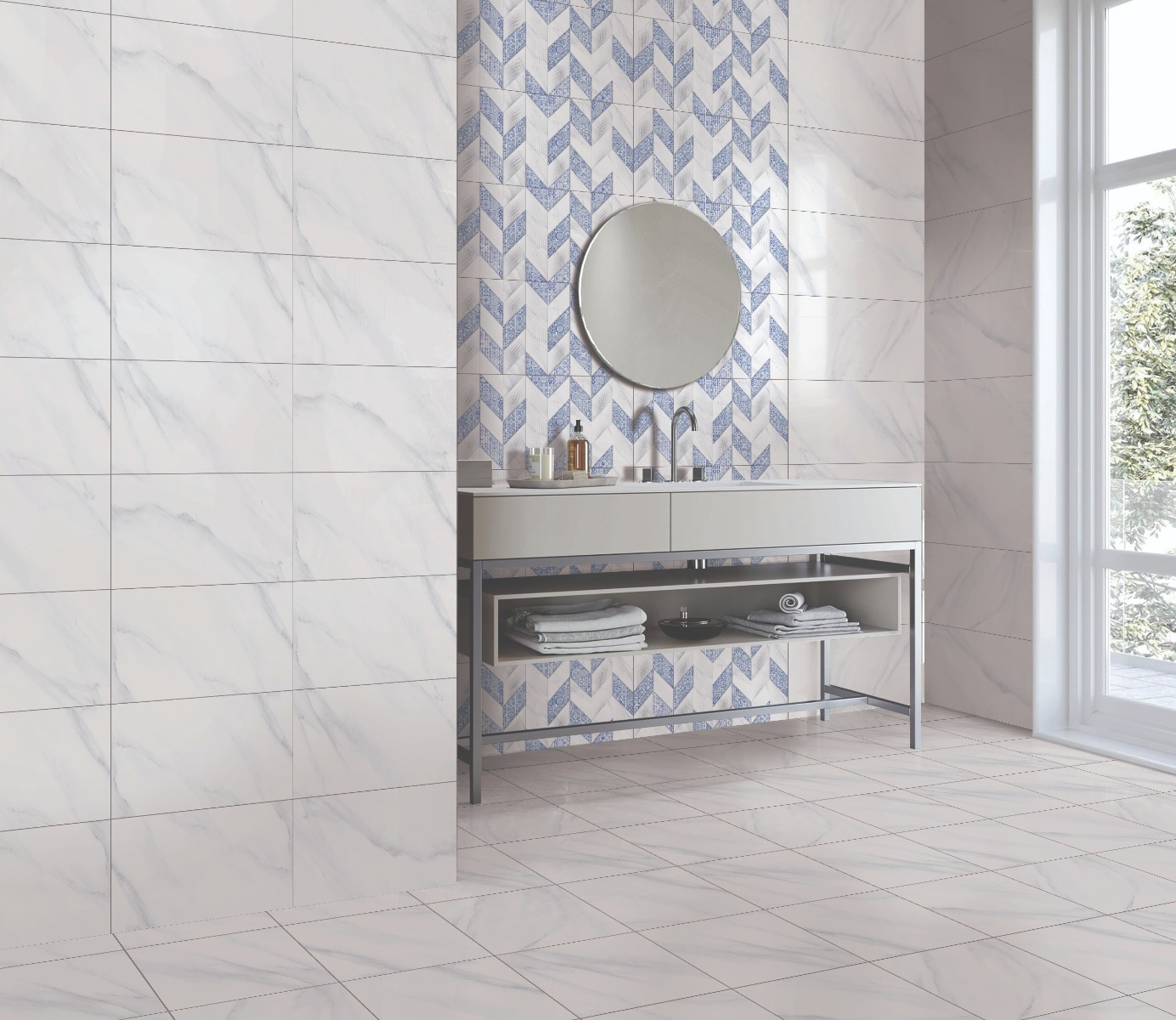 Glossy Finish ODH Arrow Arabesque Blue HL   Ceramic tile 300x600 mm