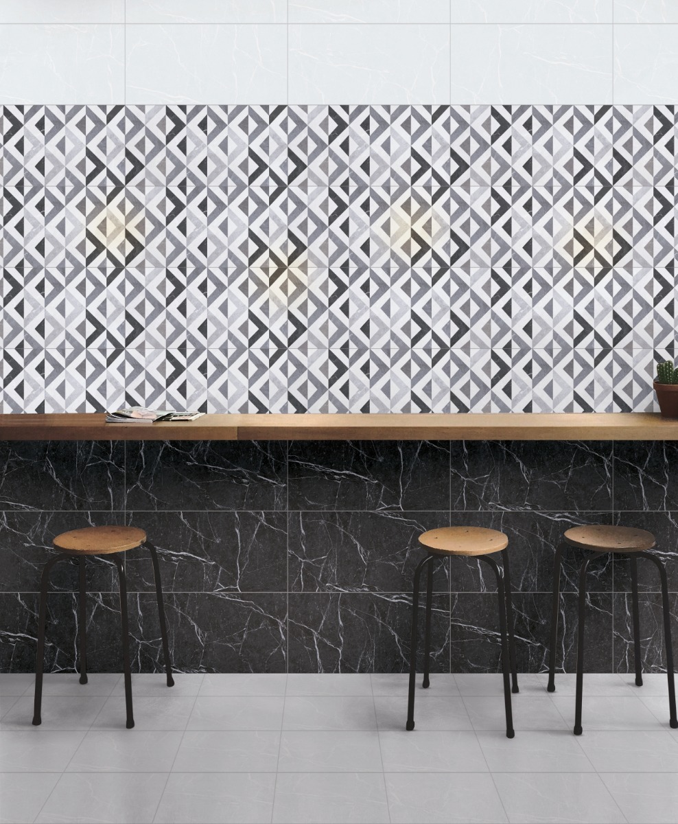 Glossy Finish ODG Grigio Marble Dark Ceramic tile 300x600 mm