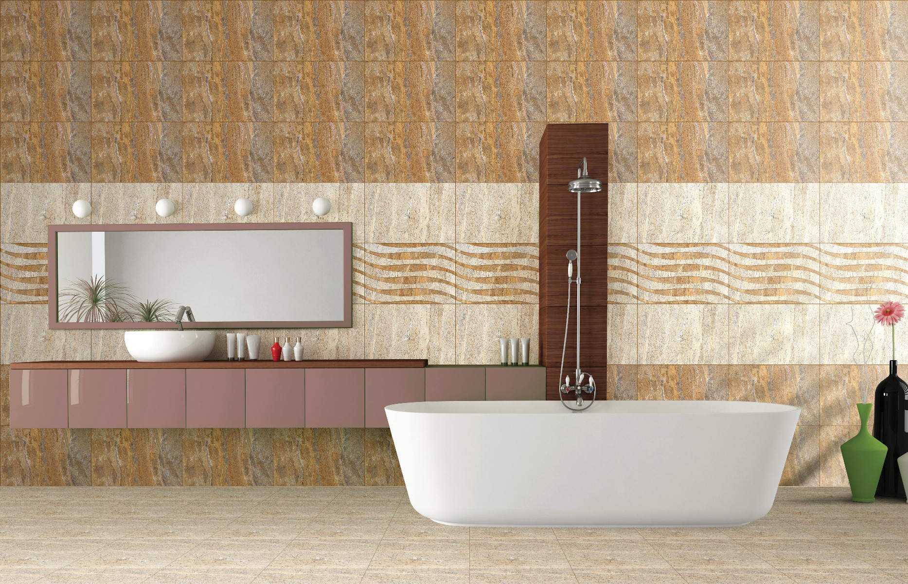 Glossy Finish ODG Imperial Beige Ceramic tile 300x450 mm