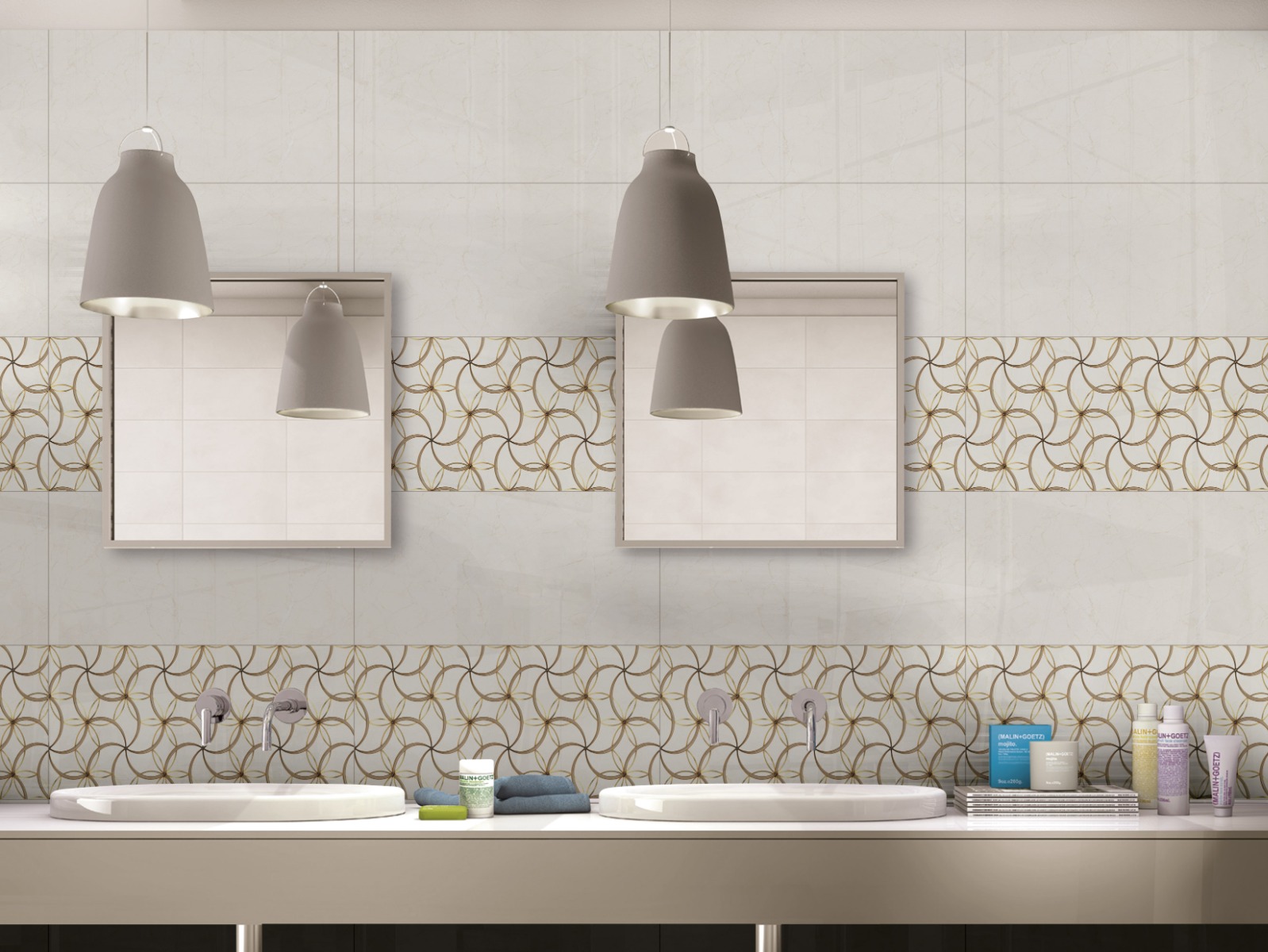 Glossy Finish ODH Luke Gold Flora HL  Ceramic tile 300x600 mm