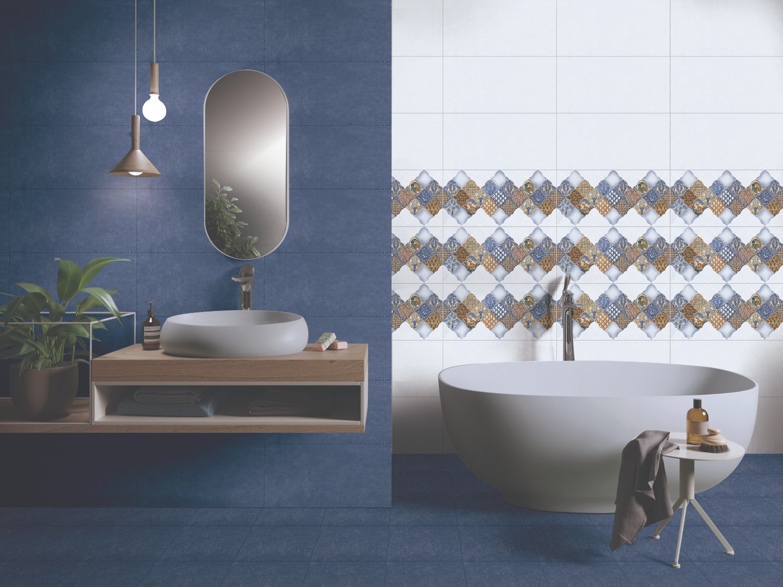 Glossy Finish ODG Moroccan Blue Lt Ceramic tile 300x600 mm