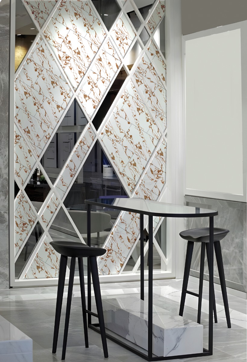 Glossy Finish ODG Portoro Marble White Ceramic tile 300x450 mm