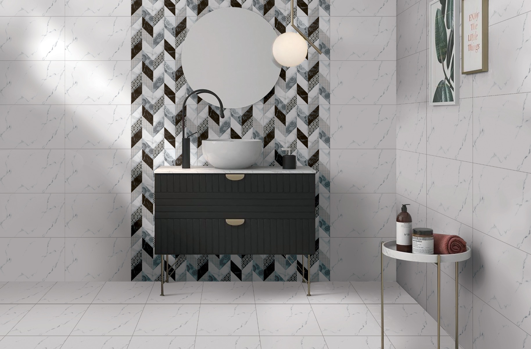 Glossy Finish ODG Statuario White Ceramic tile 300x450 mm
