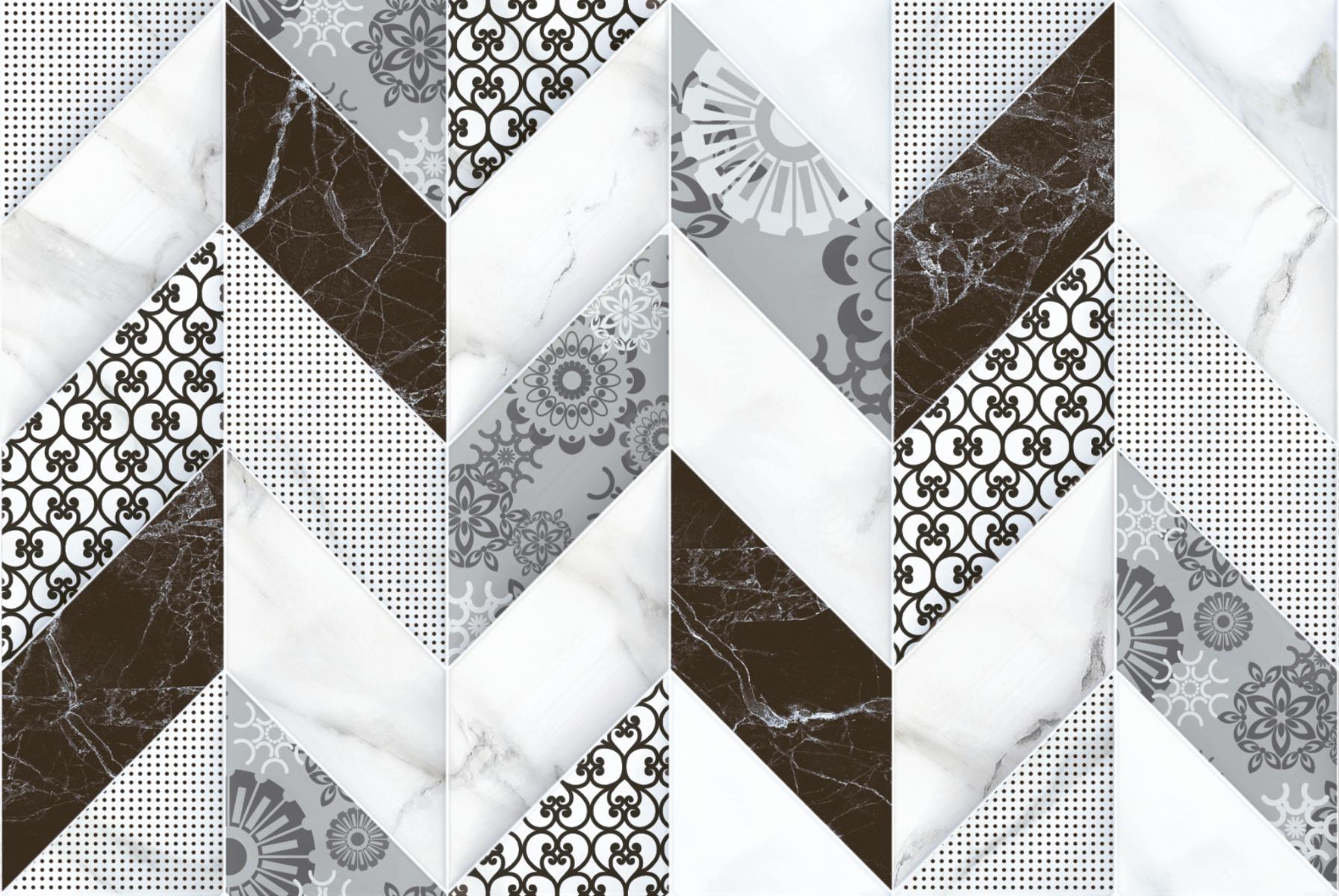 Glossy Finish ODH Arrow Grey HL Ceramic tile 300x450 mm