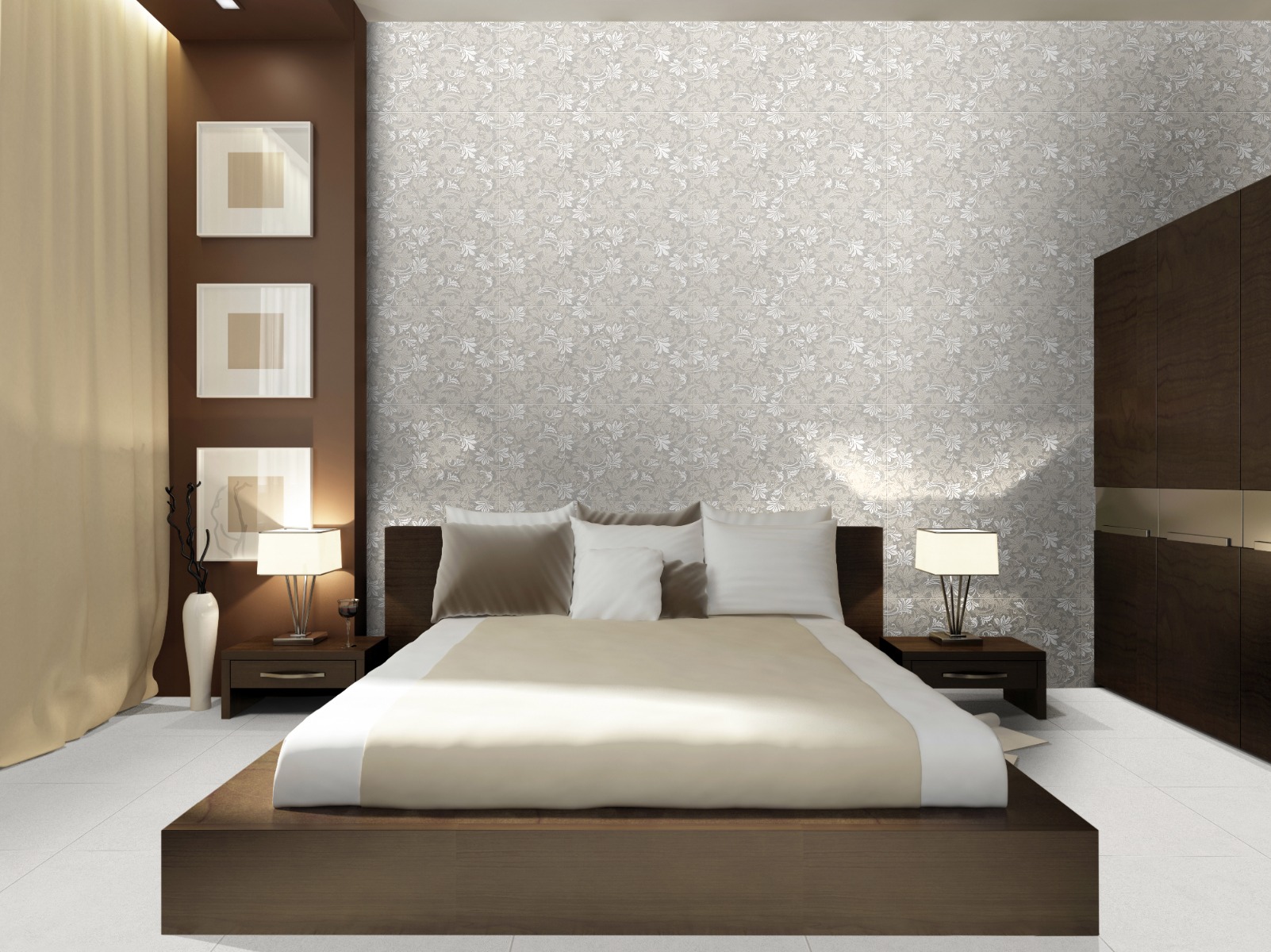 Matte Finish ODH Baroque Floral Light HL   Ceramic tile 300x600 mm