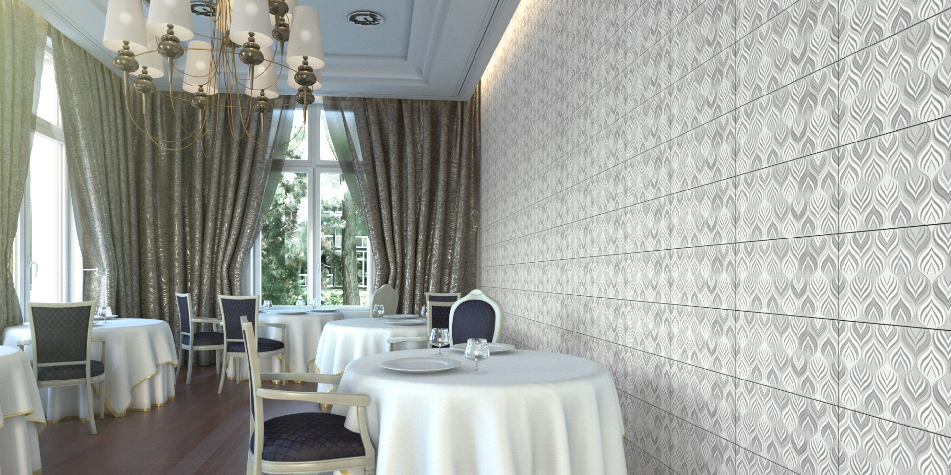 Matte Finish ODH Leaves Silver HL   Ceramic tile 300x600 mm