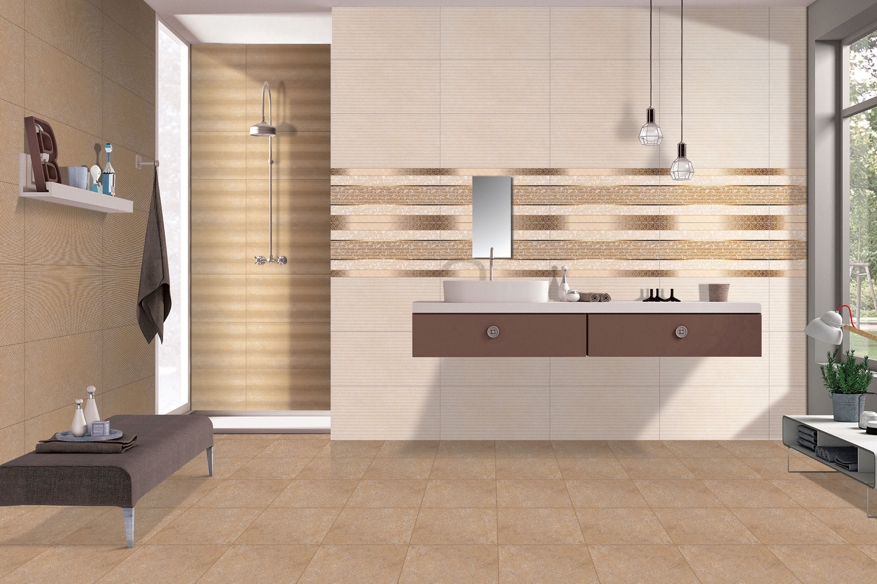 Matte Finish ODM Rayon Brown Ceramic tile 300x600 mm
